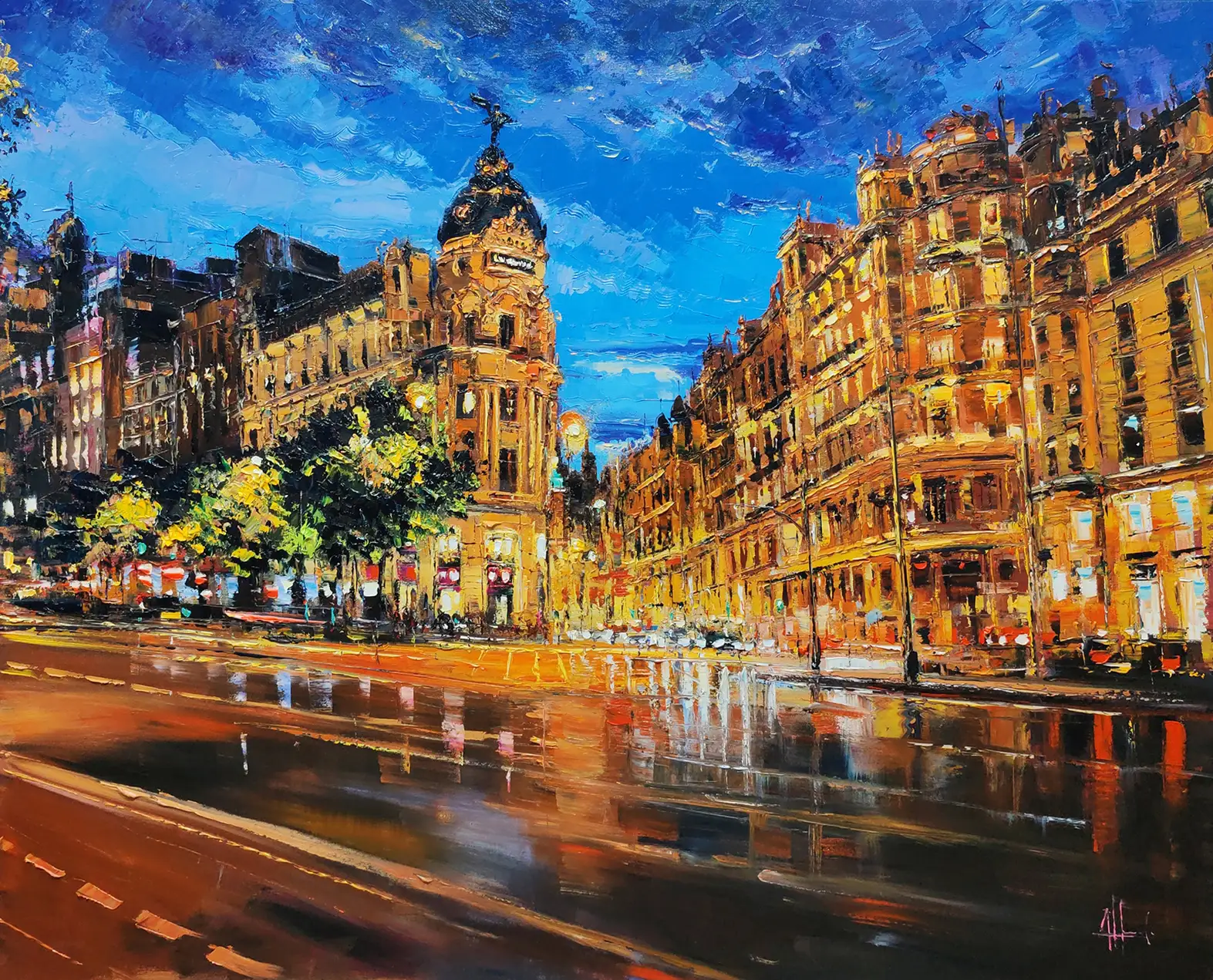 Obra titulada «Gran Vía nocturna» de Allende Martínez