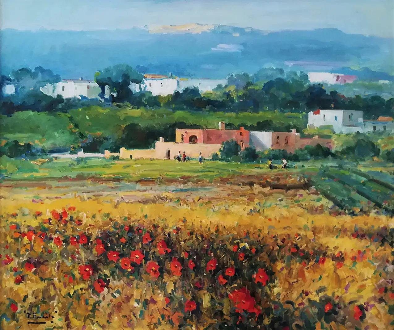 Obra titulada «Pueblo y paisaje de Almería» de Pedro Fraile