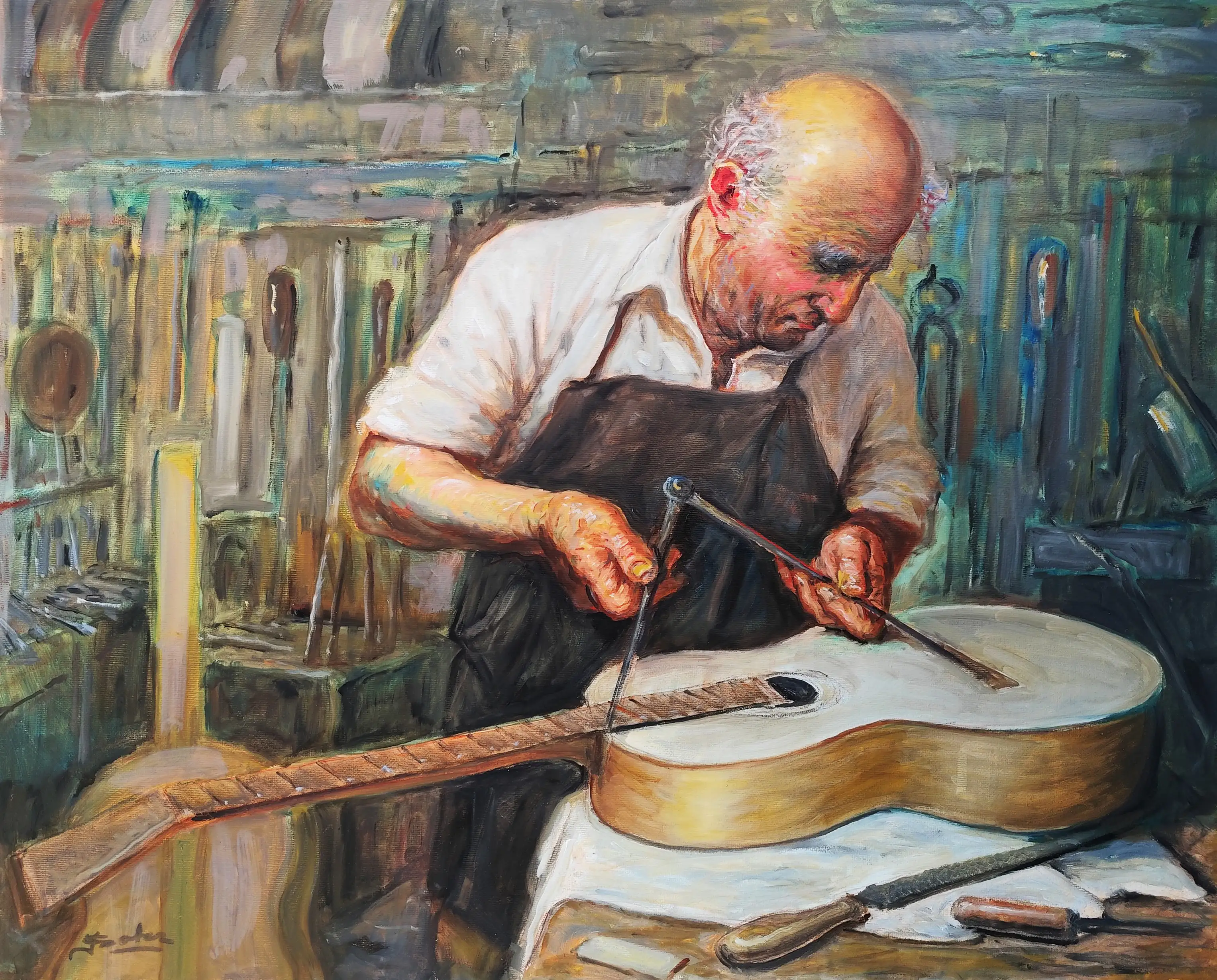 Obra titulada «El reparador de guitarras» de Juan Soler