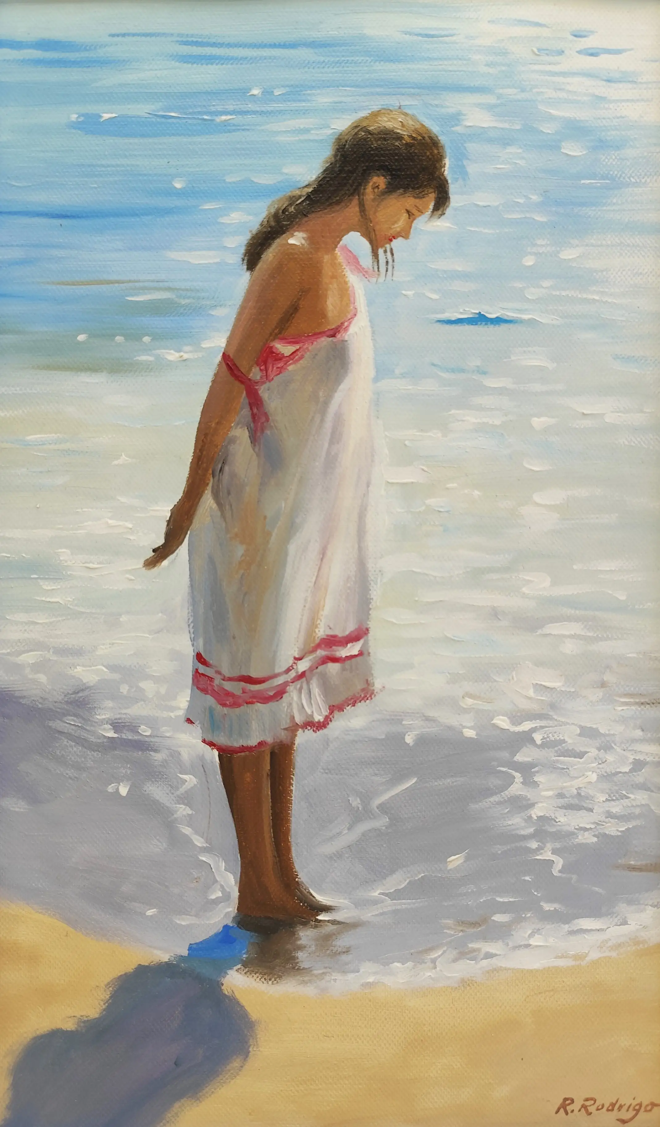 Obra titulada «Mujer en la playa» de Ramos Rodrigo