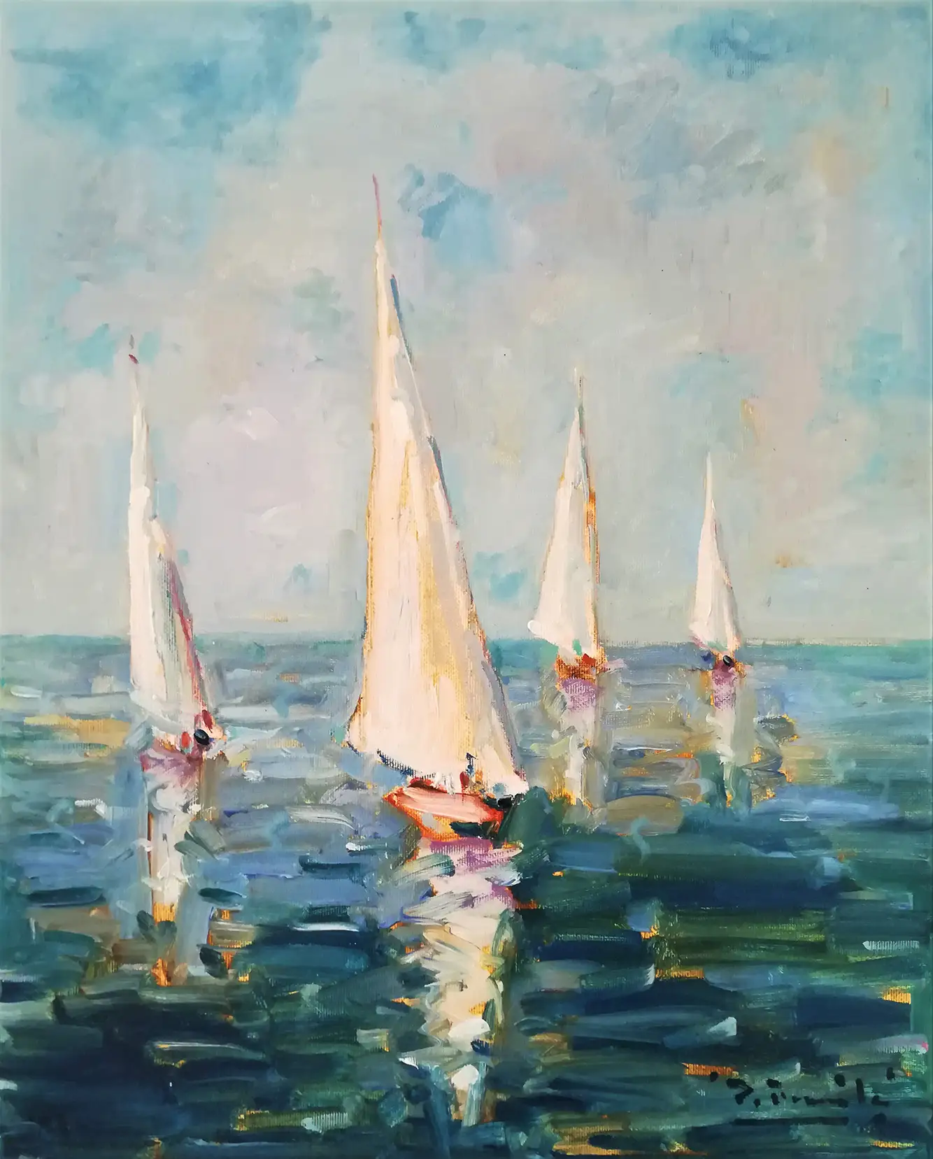 Obra titulada «Veleros» de Pedro Fraile