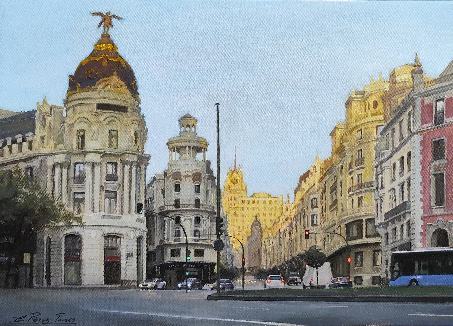 Mockup de la obra «Gran Vía de Madeid» de Cesar Pérez Torres