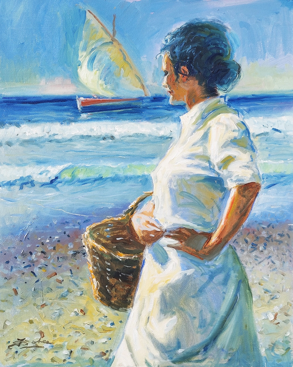 Pescadora con canasto