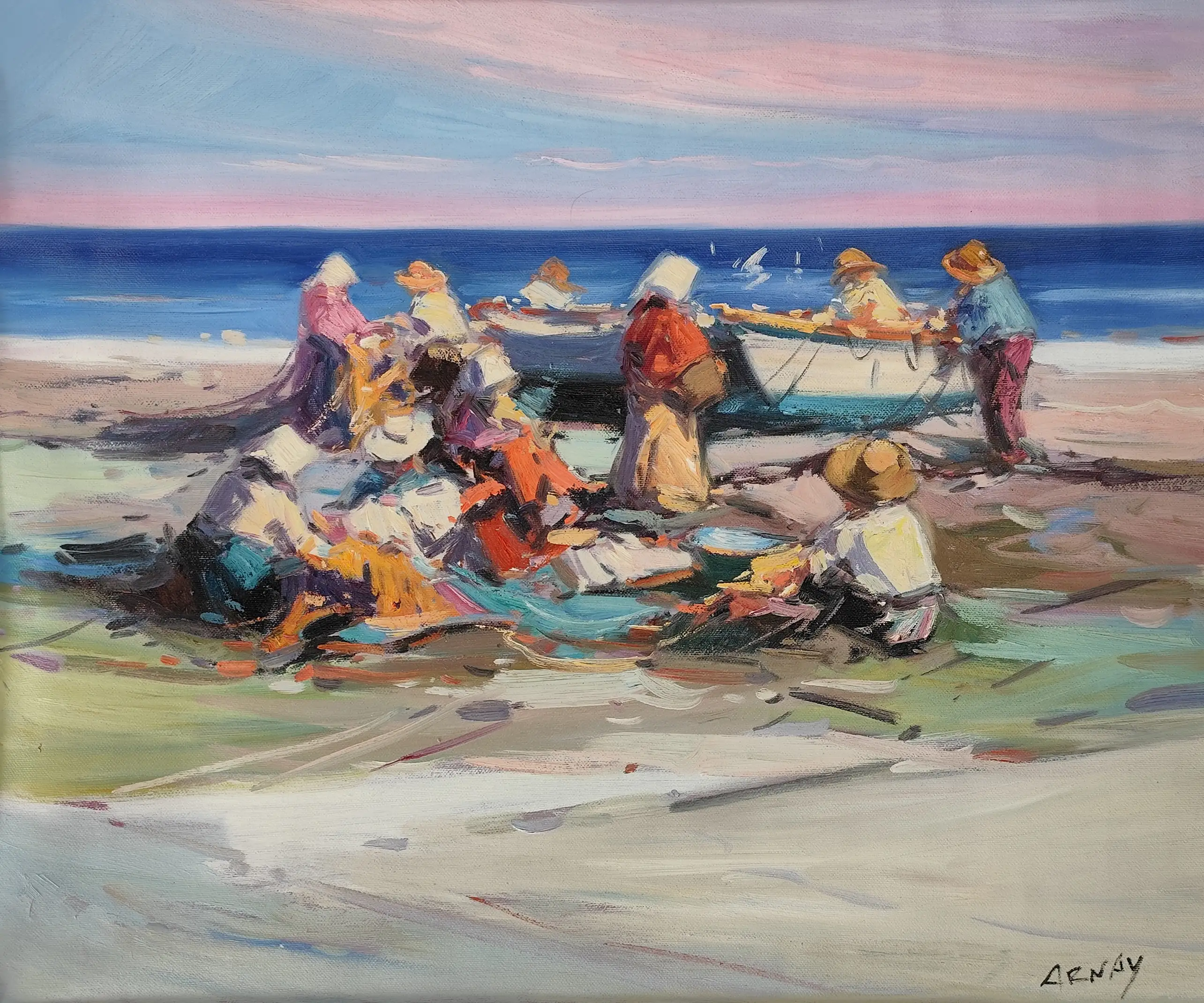 Obra titulada «Pescadoras del Mediterráneo» de Arnay