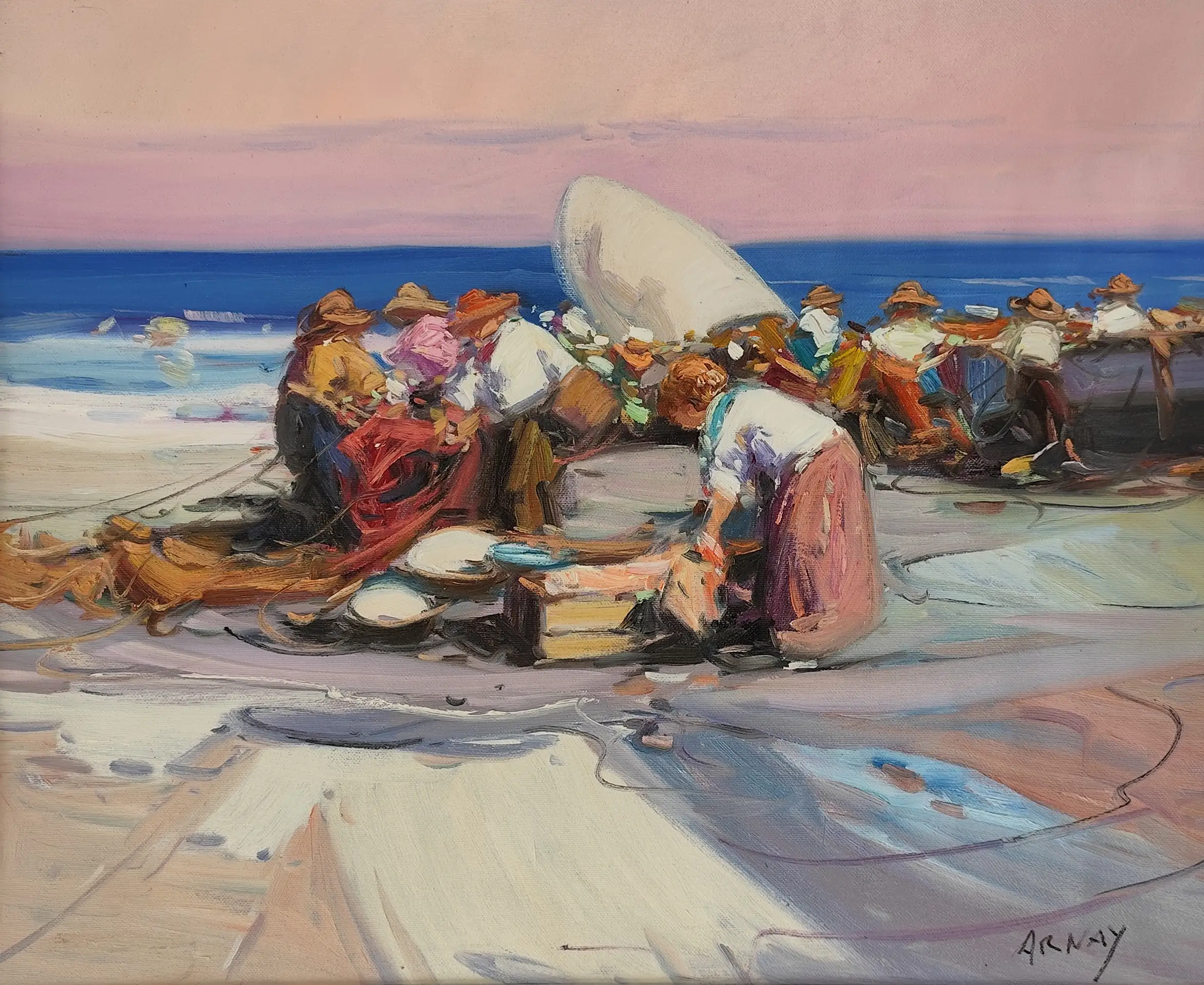 Obra titulada «Pescadoras del Mediterráneo» de Arnay