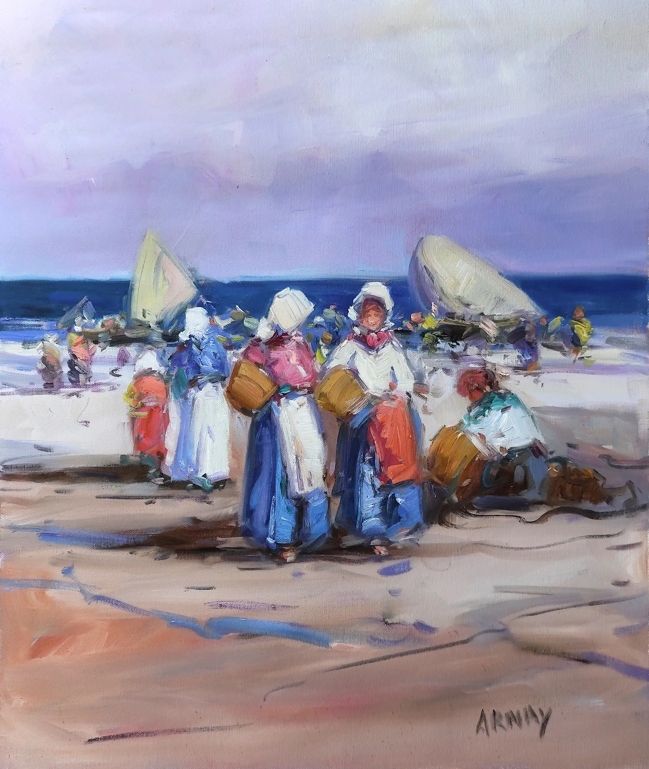 Obra titulada «Pescadoras del mediterráneo» de Arnay