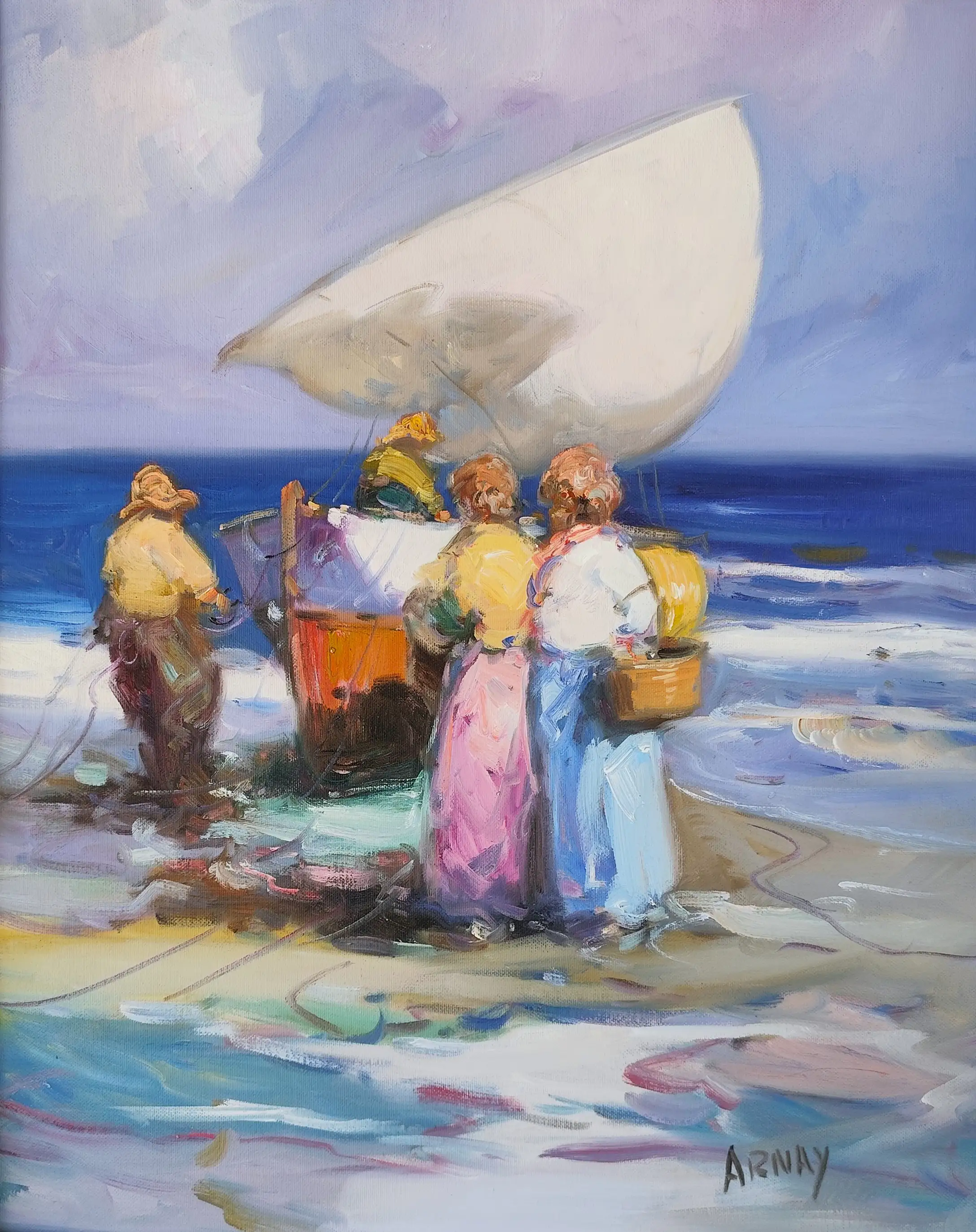 Mockup de la obra «Pescadoras del mediterráneo» de Arnay