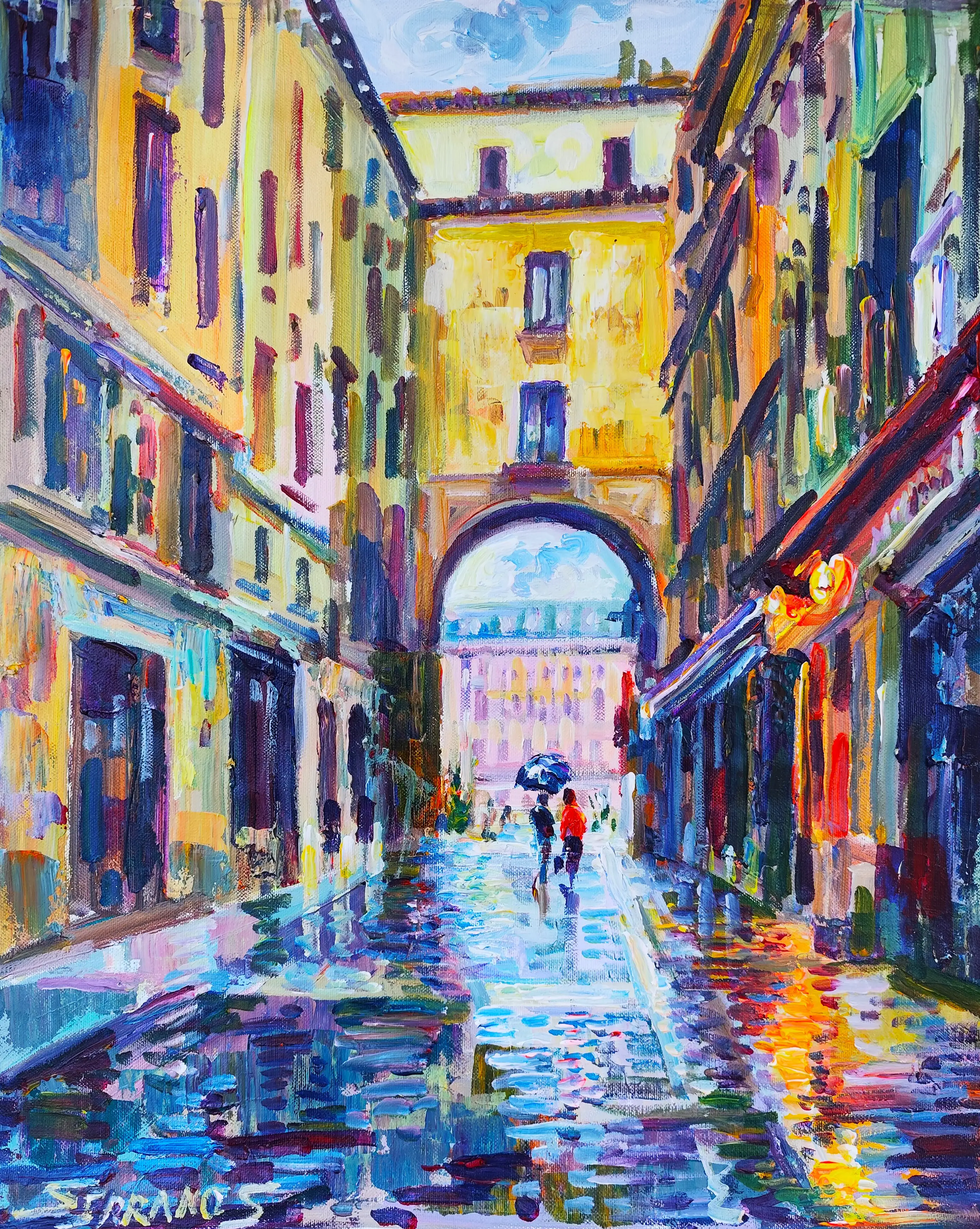 Obra titulada «Plaza Mayor» de Serranos