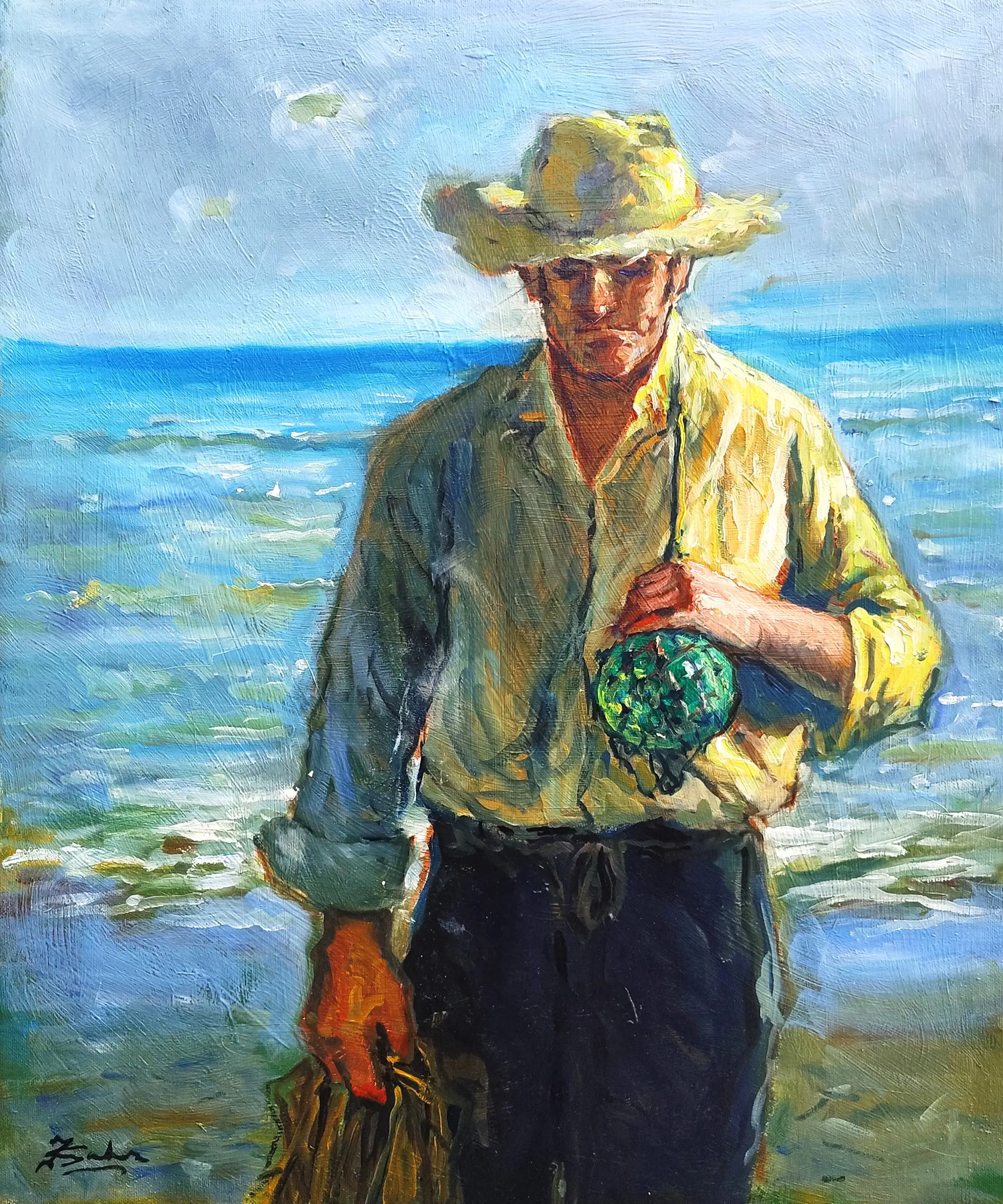 Mockup de la obra «Pescador» de Juan soler