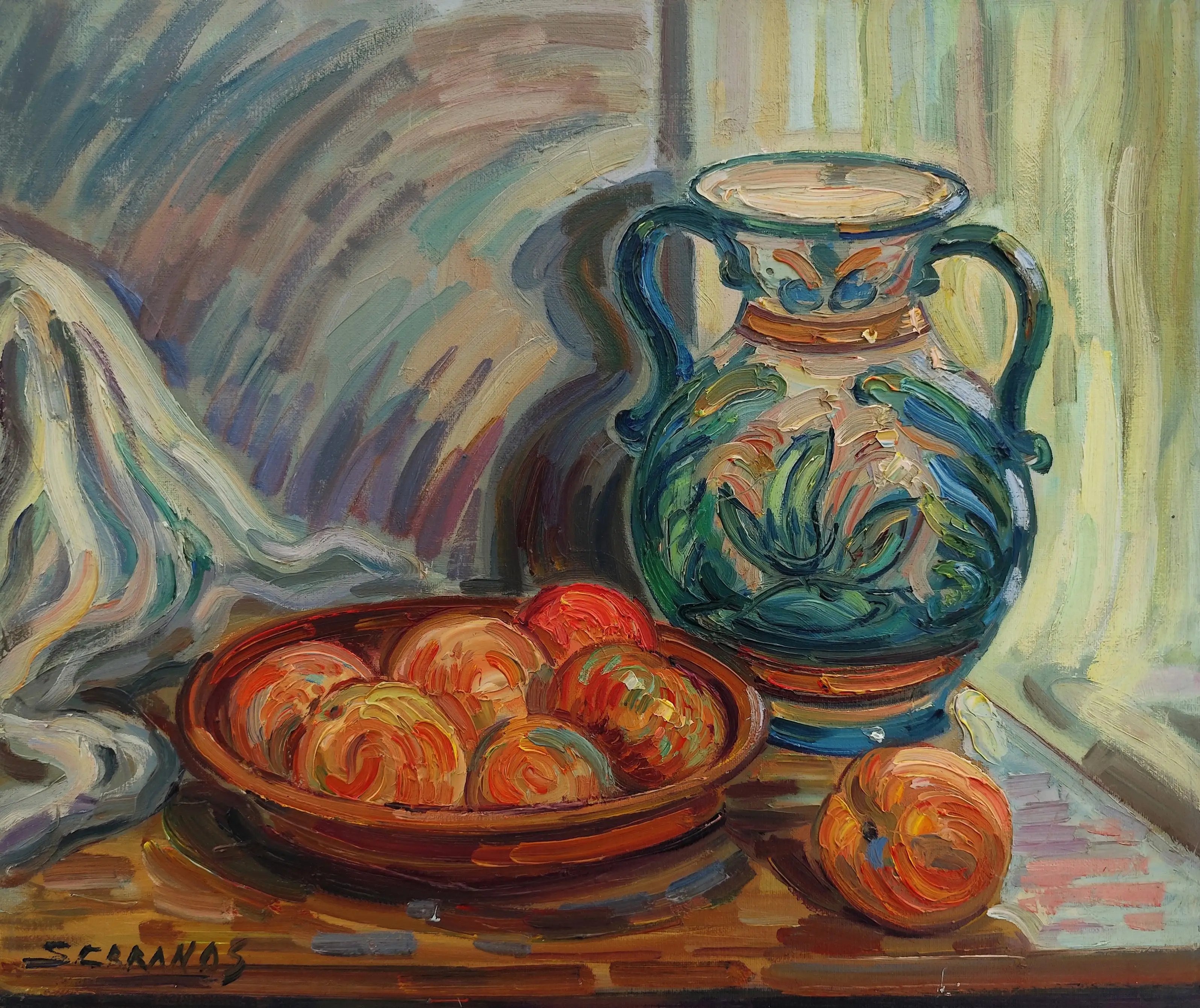 Obra titulada «Bodegón con naranjas » de Serranos