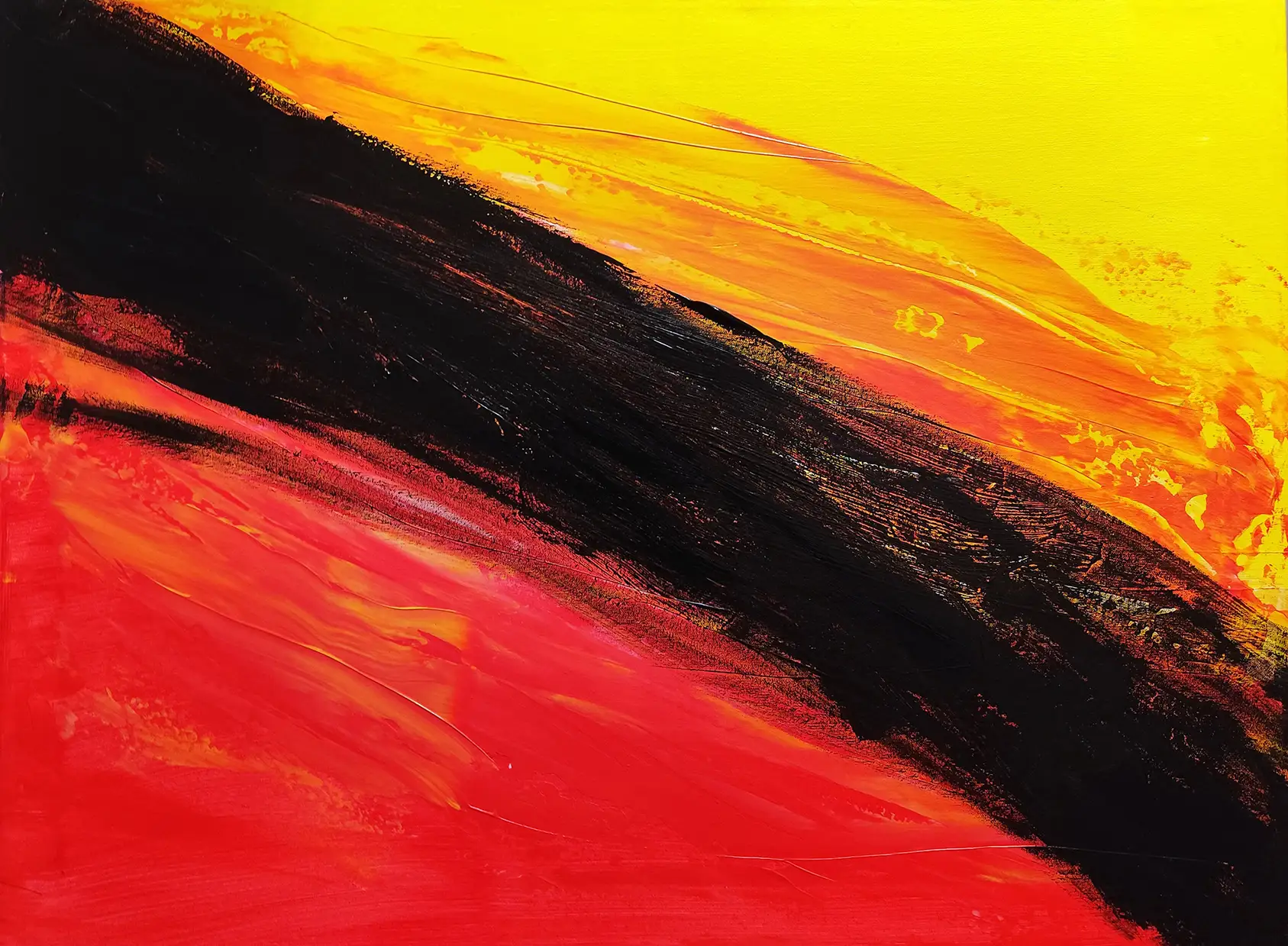 Obra titulada «Combinación en cálidos con negro» de Agustín