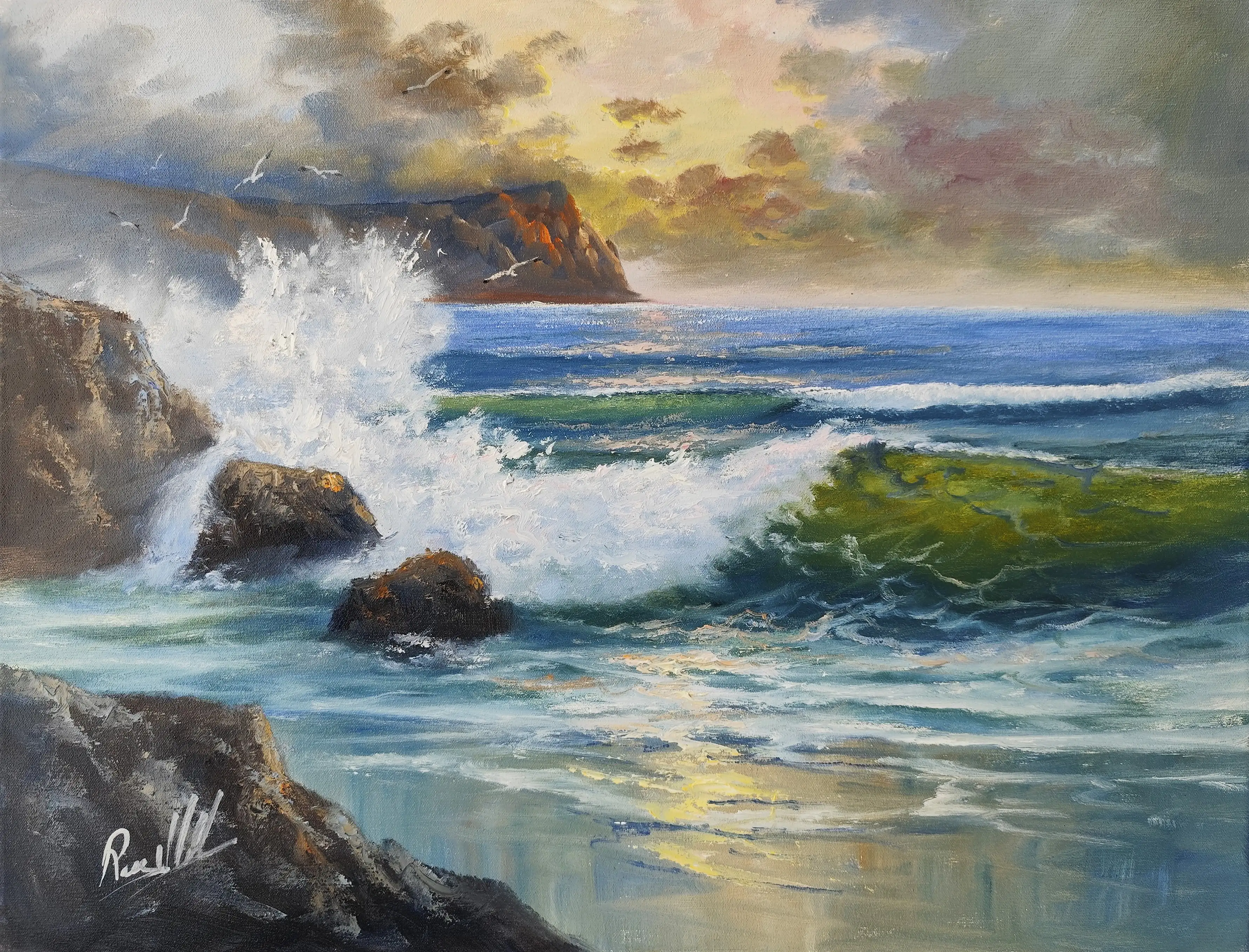 Obra titulada «Escena de playa» de Roig Vidal