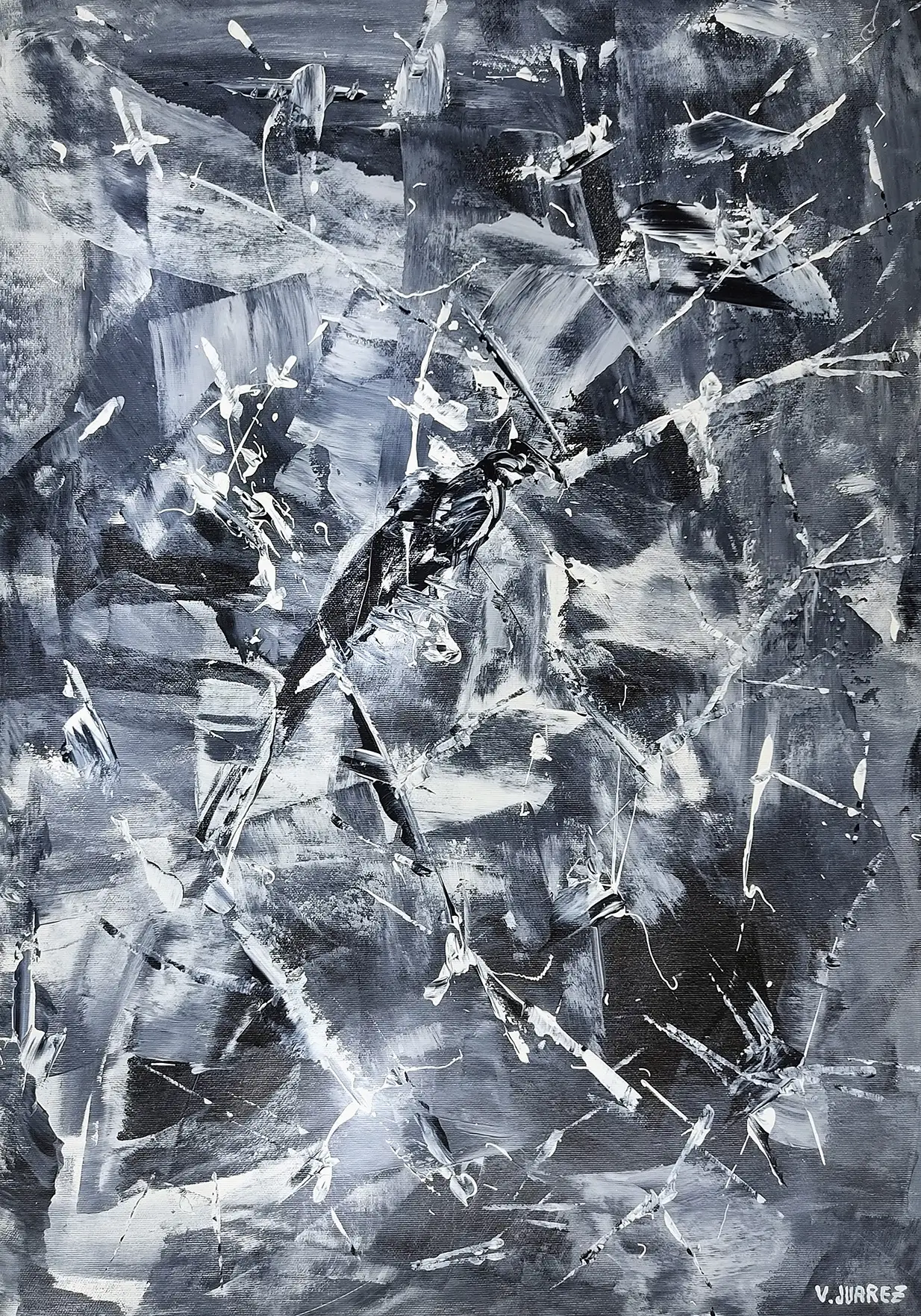 Obra titulada «Abstracto en Blanco y negro» de Vicente Juárez