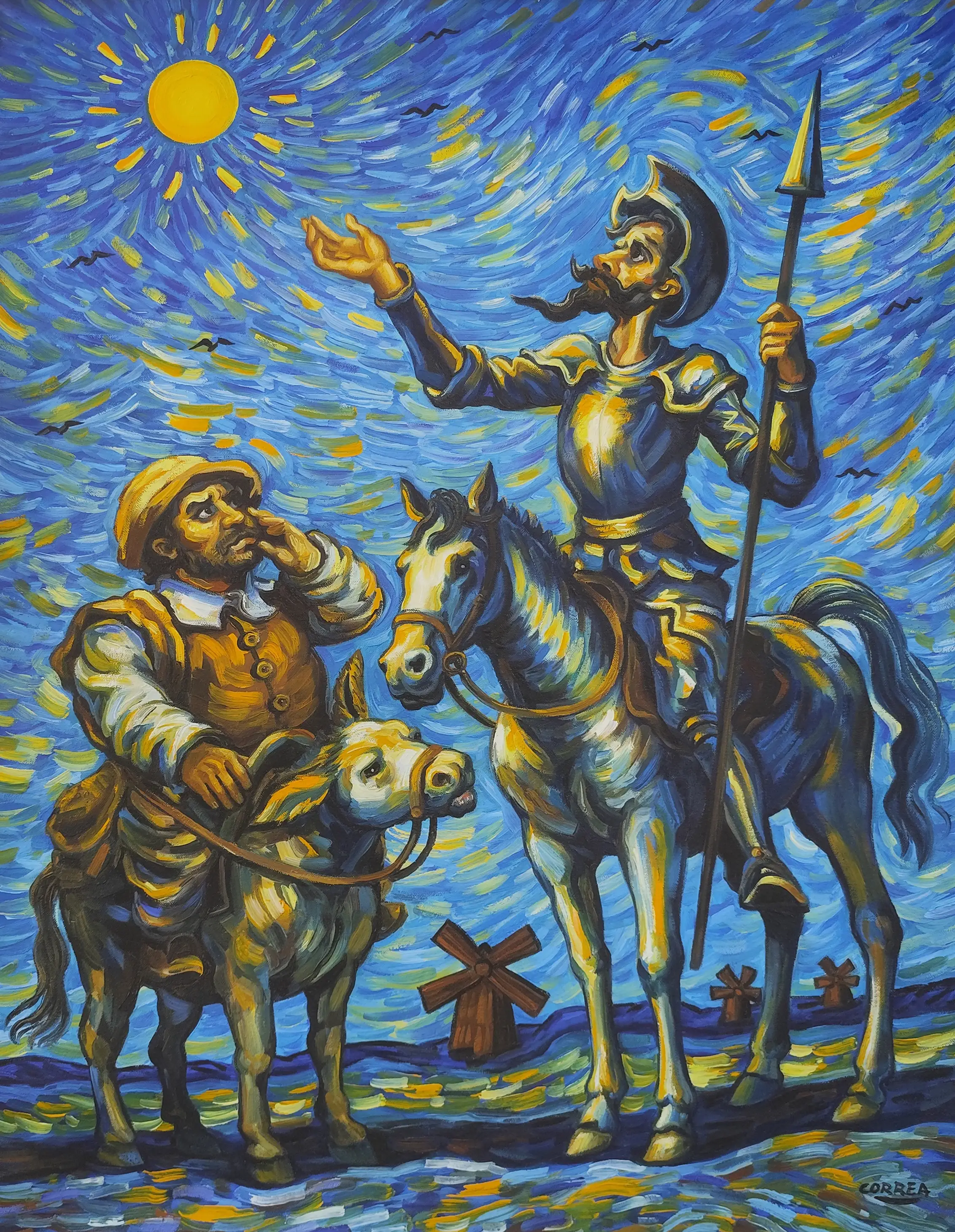 Mockup de la obra «Don Quijote y Sancho» de Manuel Correa