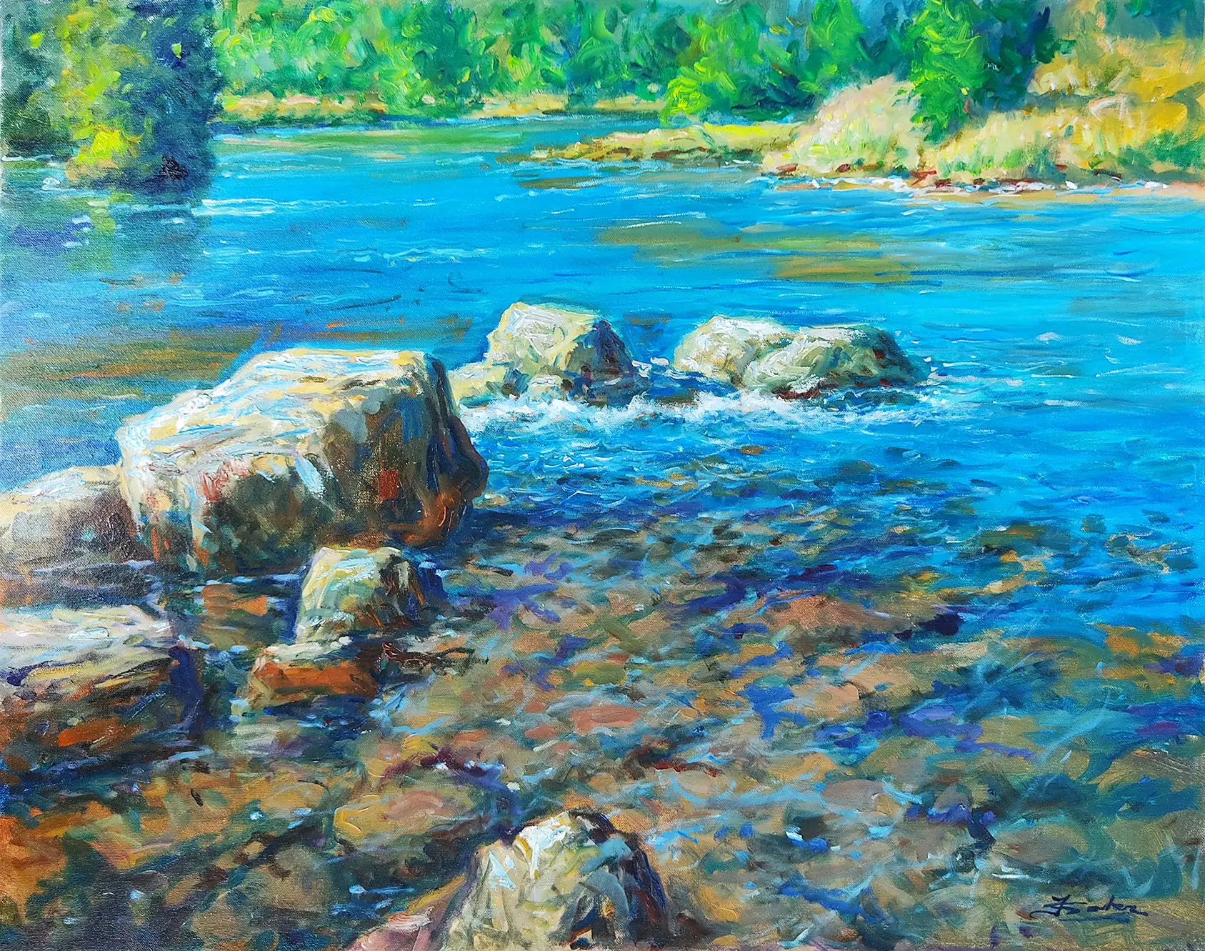 Obra titulada «Paisaje con río» de Juan Soler