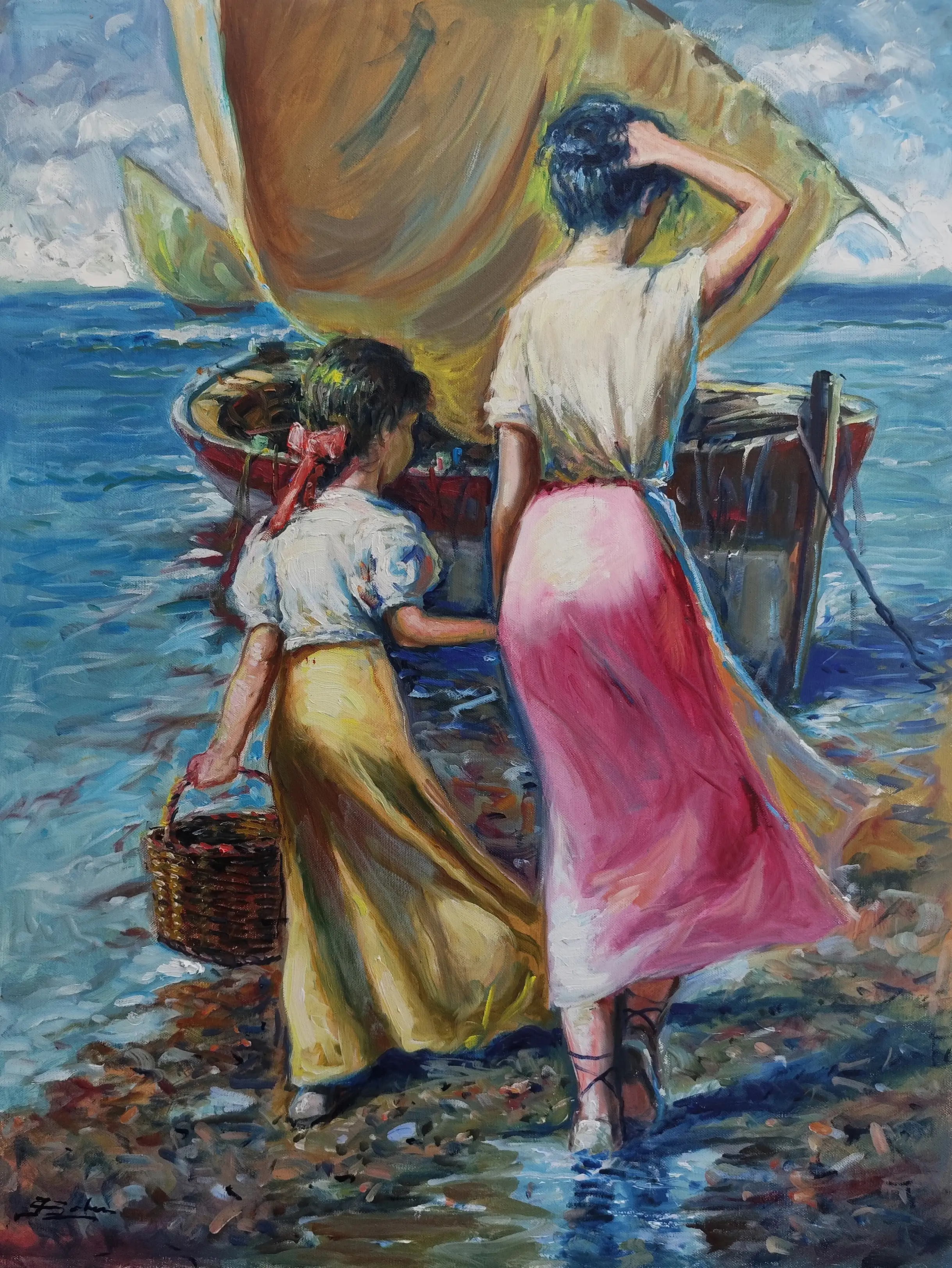 Obra titulada «Madre e hija pescadoras» de Juan Soler