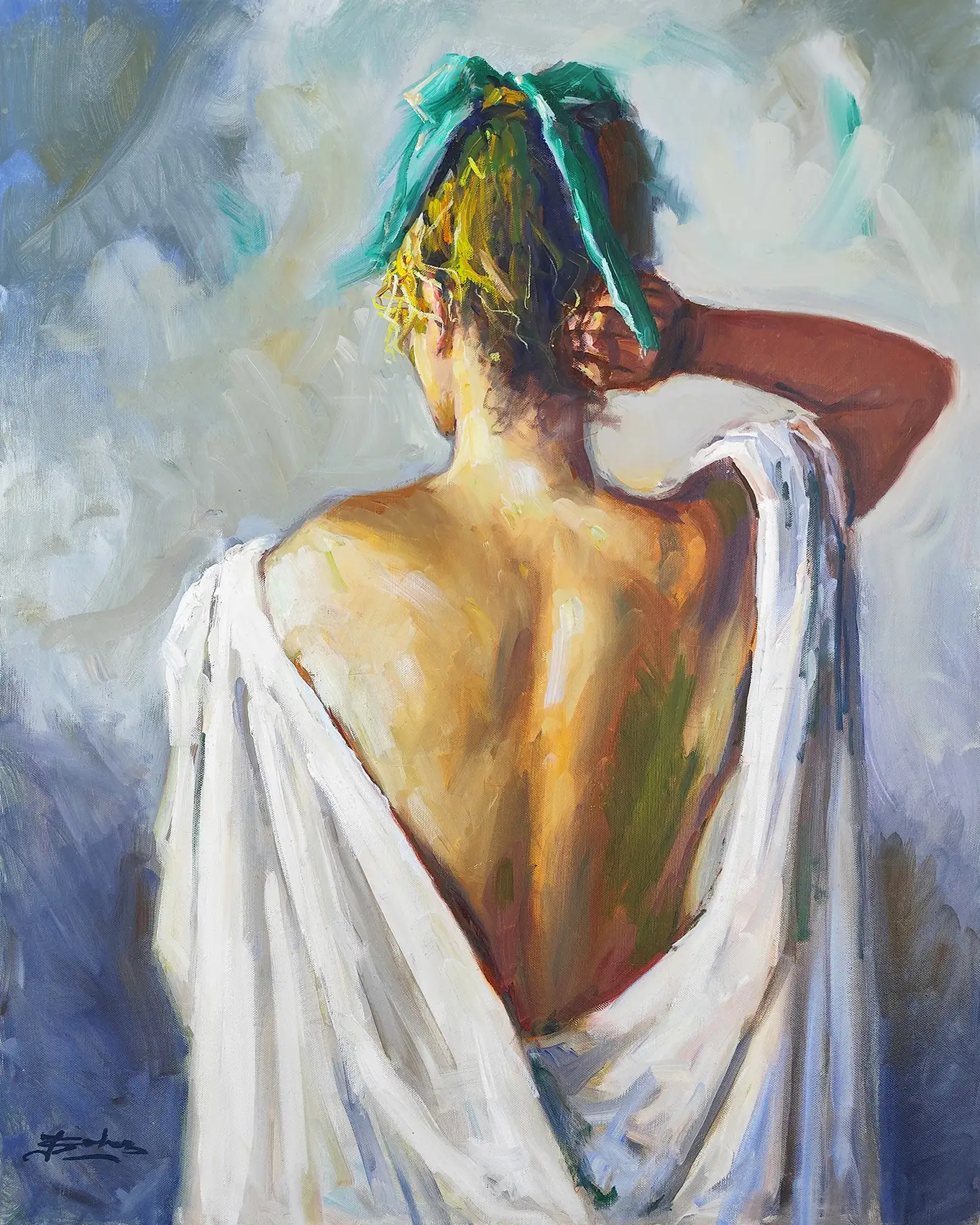 Obra titulada «Mujer de espaldas» de Juan Soler