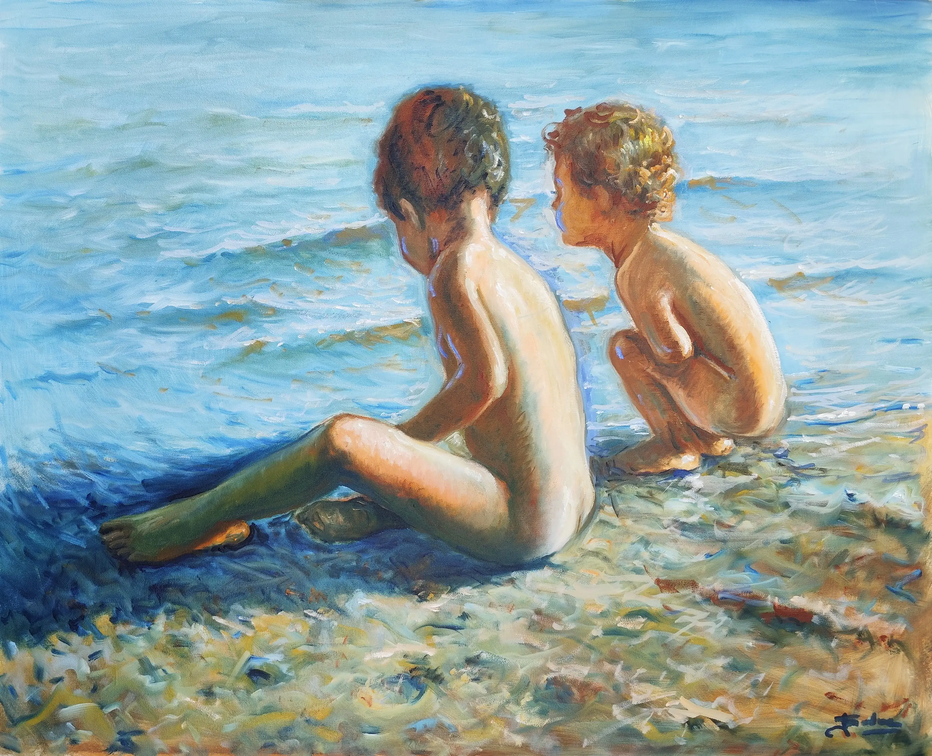 Obra titulada «Niños en la playa» de Juan Soler