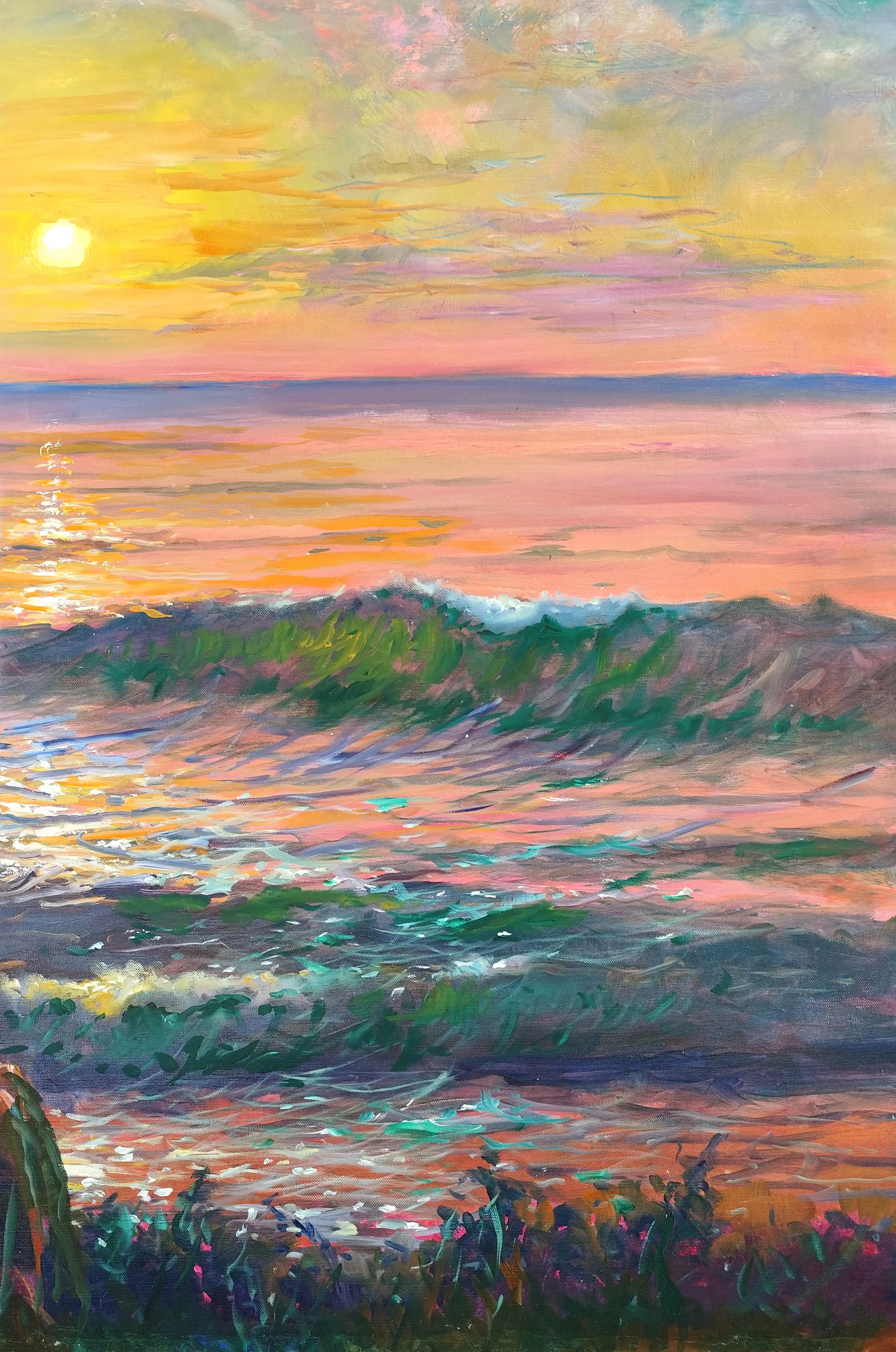 Obra titulada «Atardecer en la playa» de Juan Soler