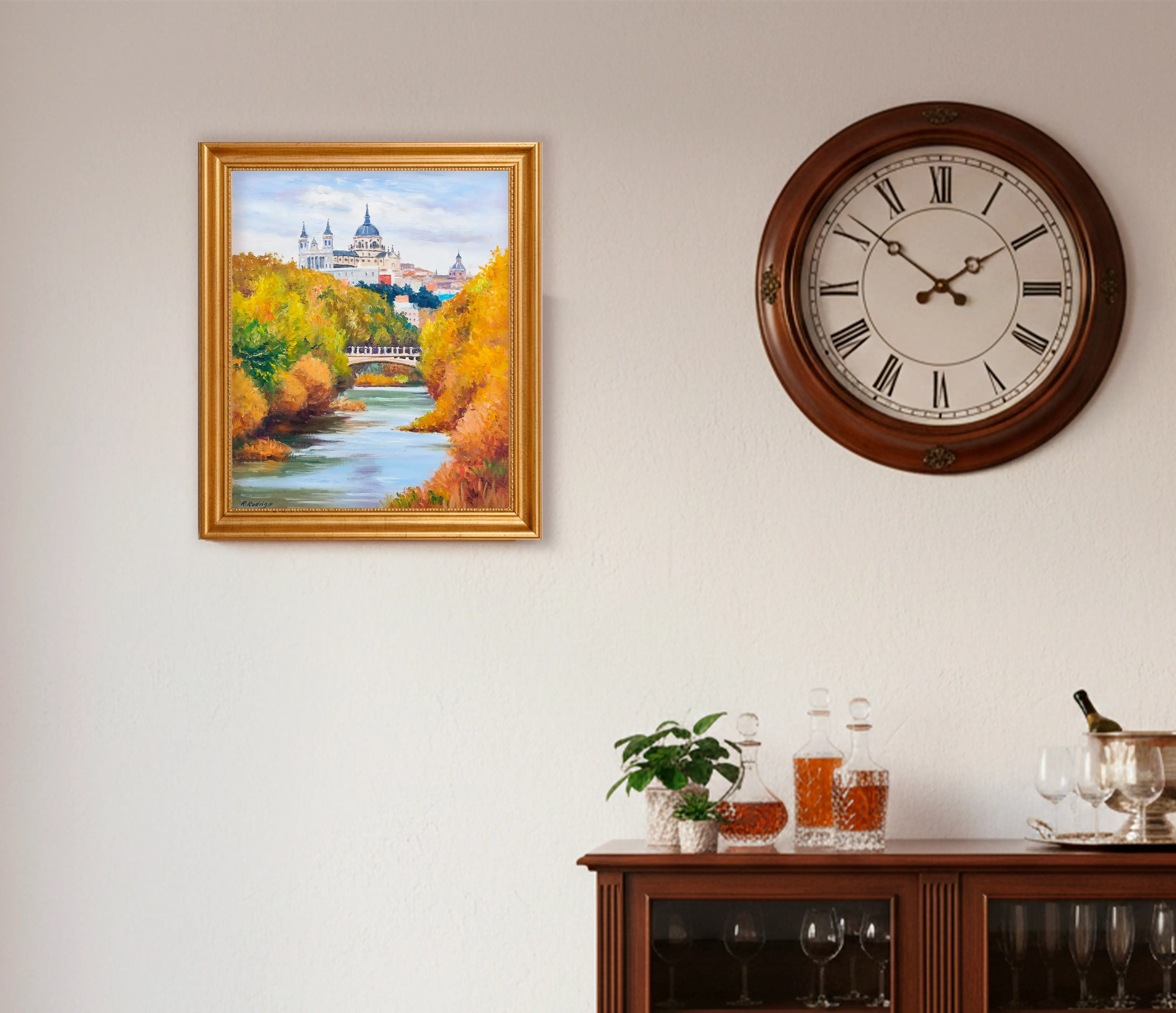 Mockup de la obra «Madrid desde el río» de Ramos Rodrigo