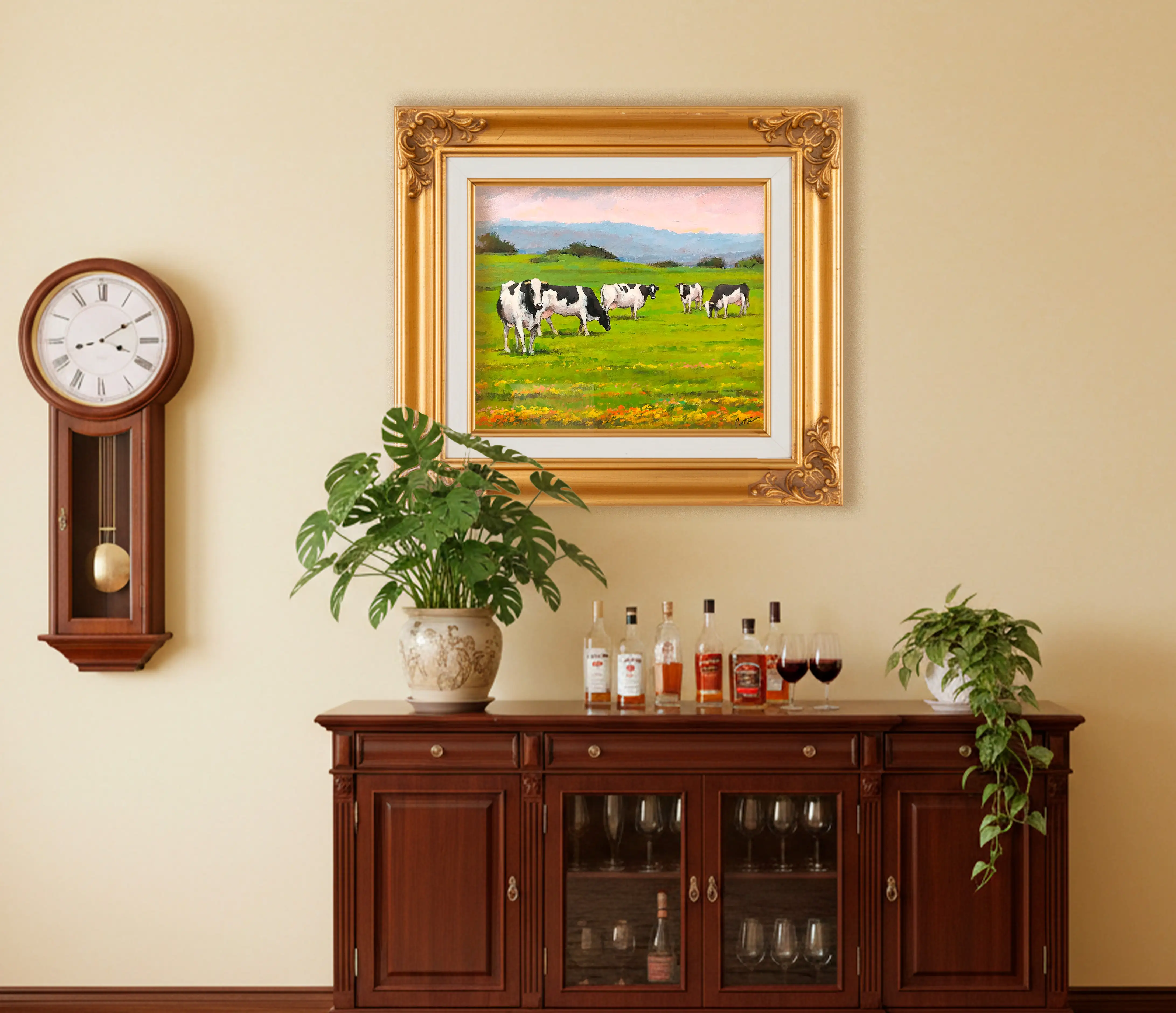 Mockup de la obra «Ganado pastando» de Enrique Pastor