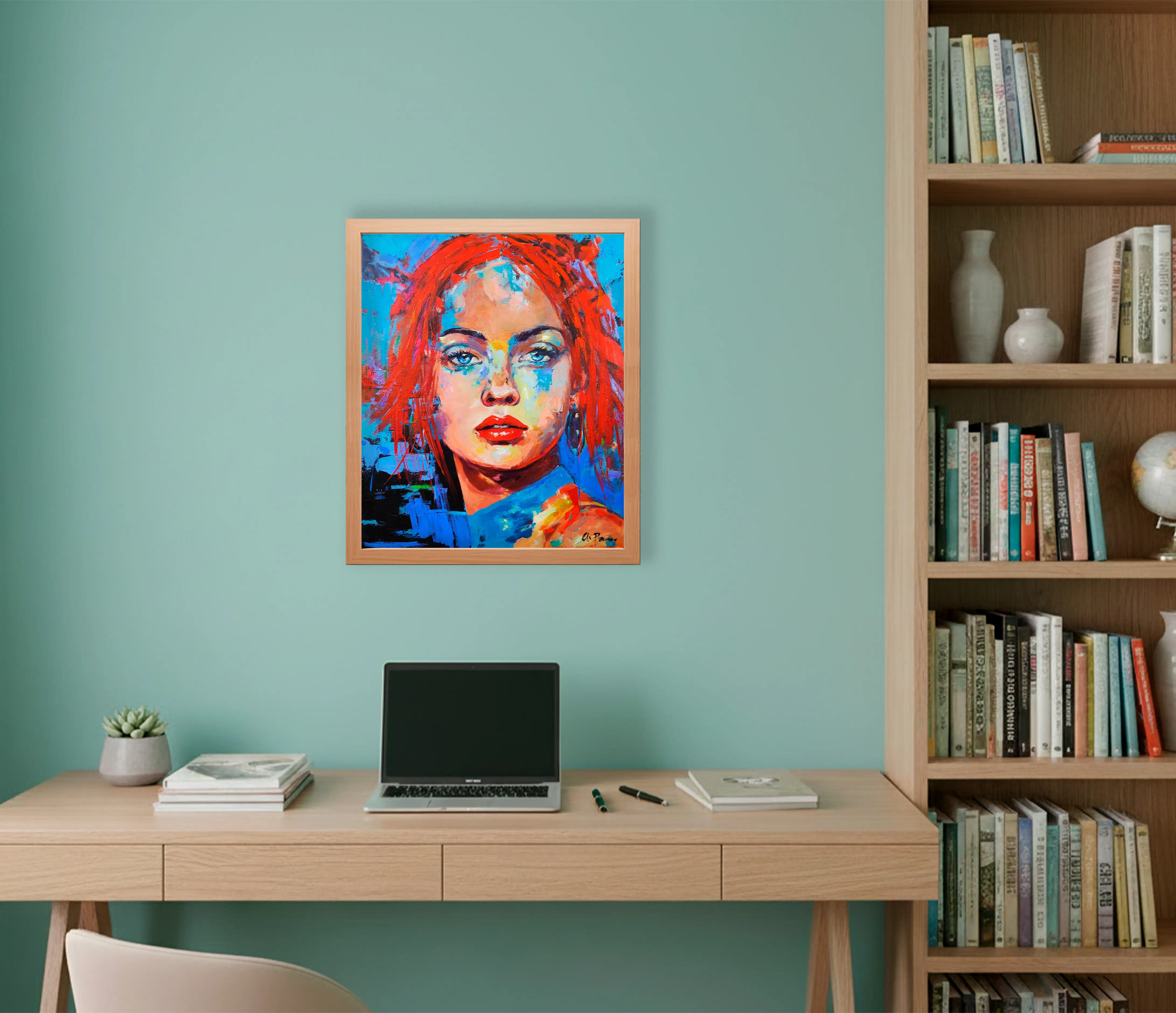 Mockup de la obra «Rostro de mujer» de Alejandro Pérez