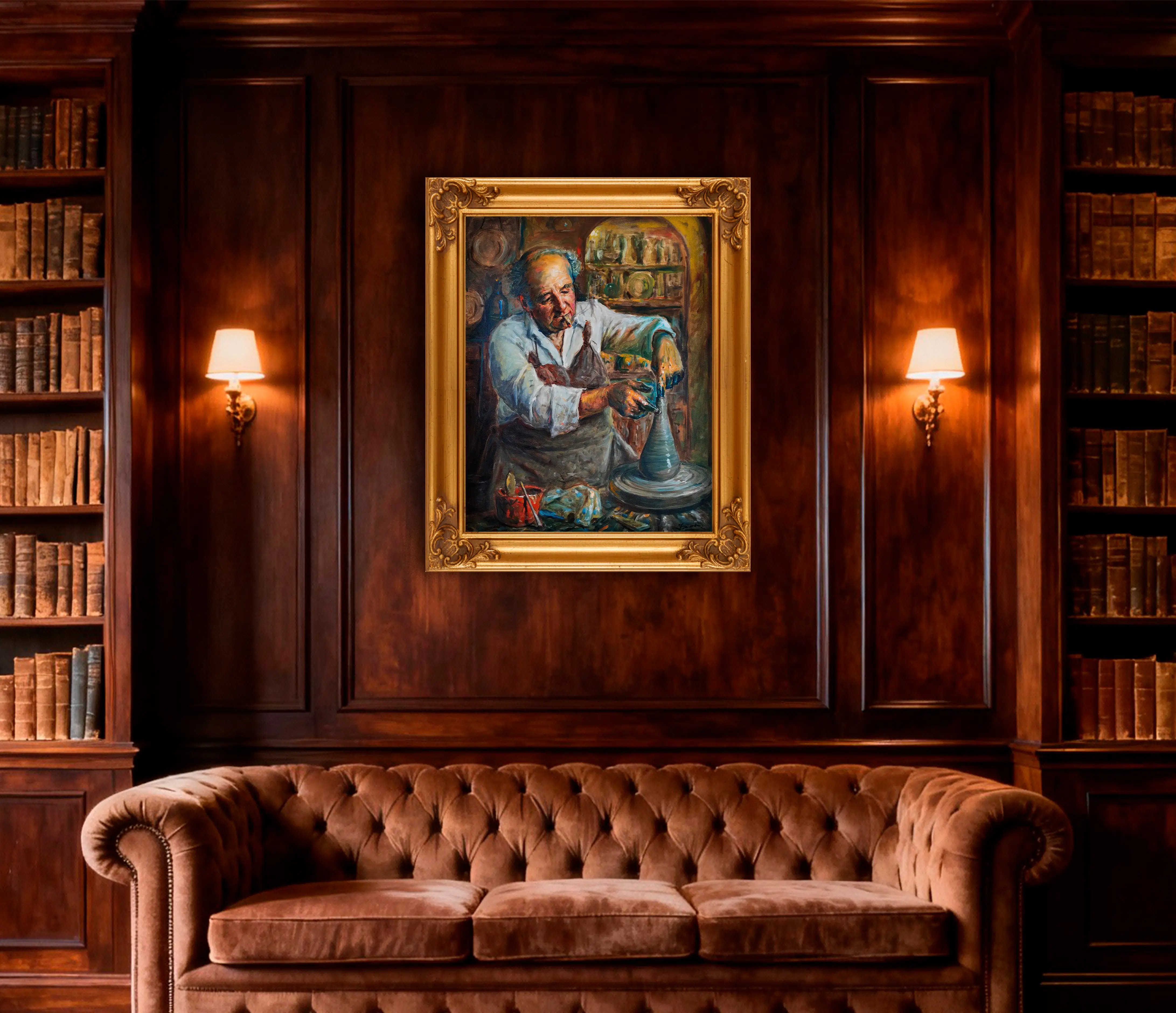 Mockup de la obra «Alfarero» de Juan Soler