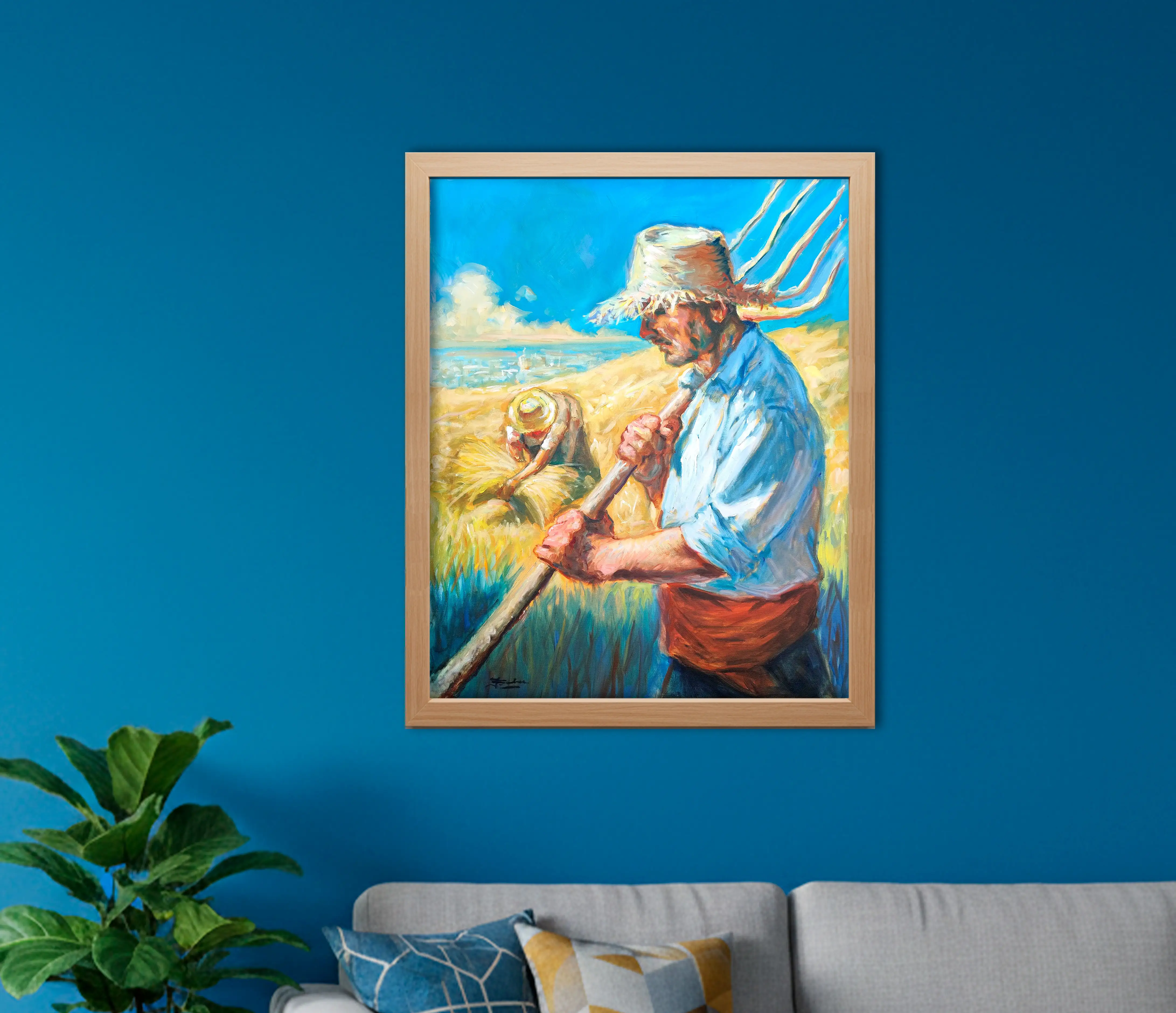 Mockup de la obra «Segadores» de Juan Soler